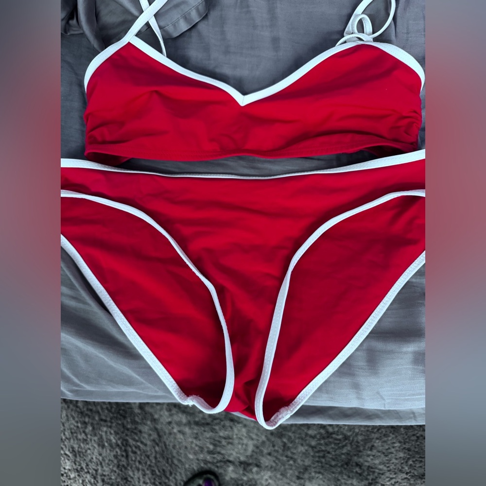 FLAGPOLE Red Bikini Set with White Trim SIZE S